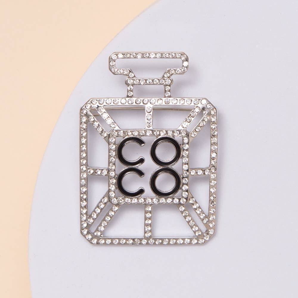 Perfume Shape Rhinestone Gold Brooch - Picture 3 of 3